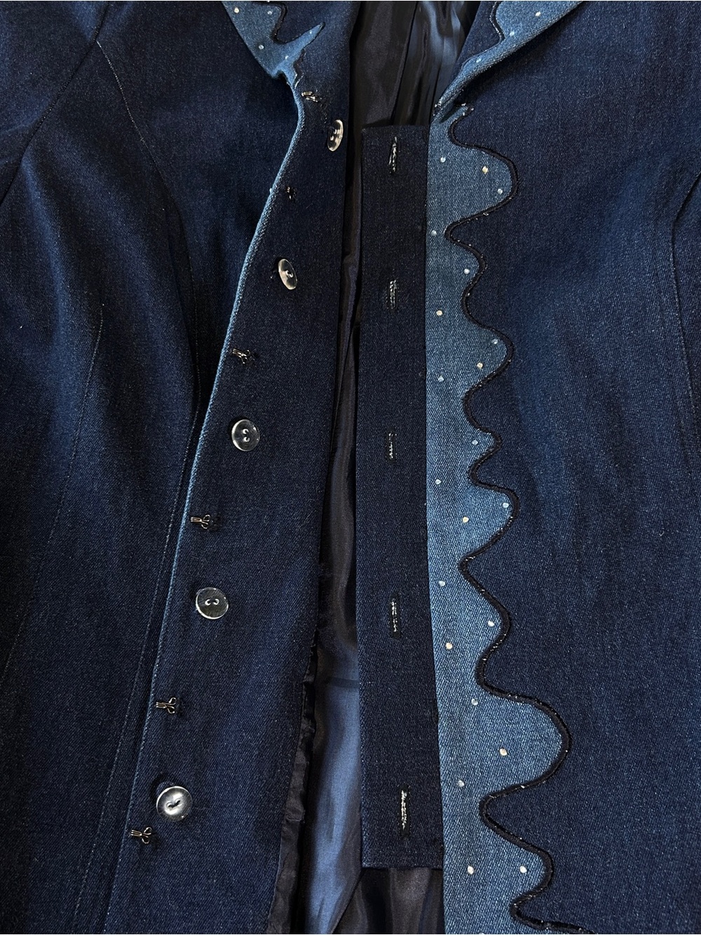 Susanna rhinestone funky vintage denim blazer jacket 16 - Picture 6 of 8